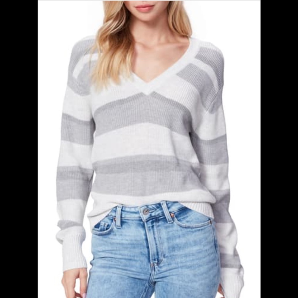 Paige Negin Stripe V-Neck Sweater
